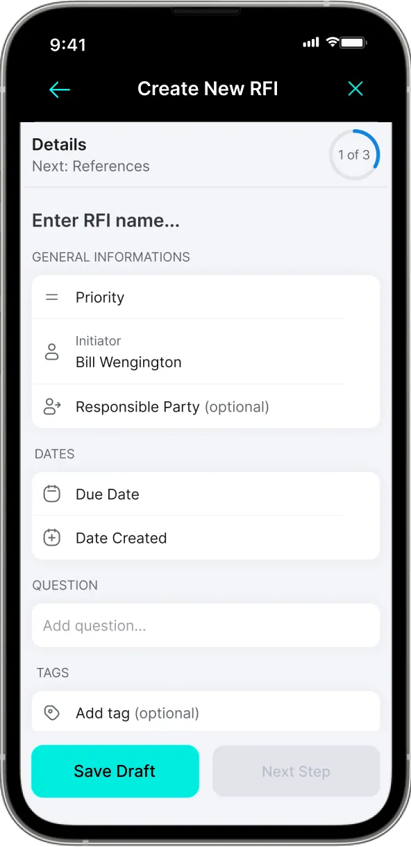 Manage RFIs on your phone with our construction finance software