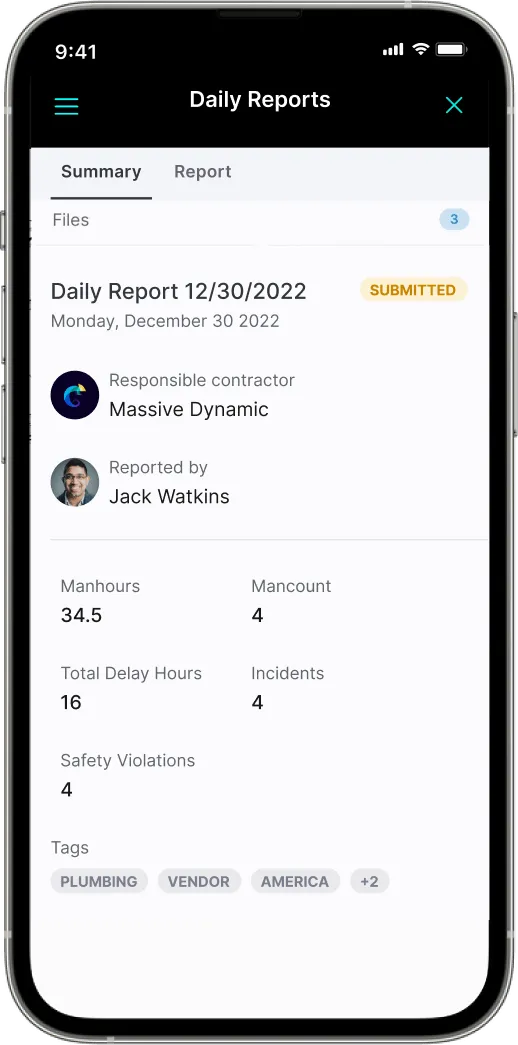 Our Construction Reporting Software is simple to use on mobile devices.