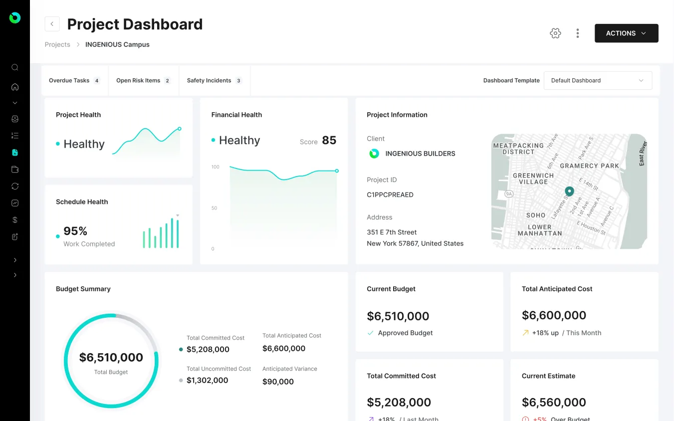 See a view of our construction project management dashboard software